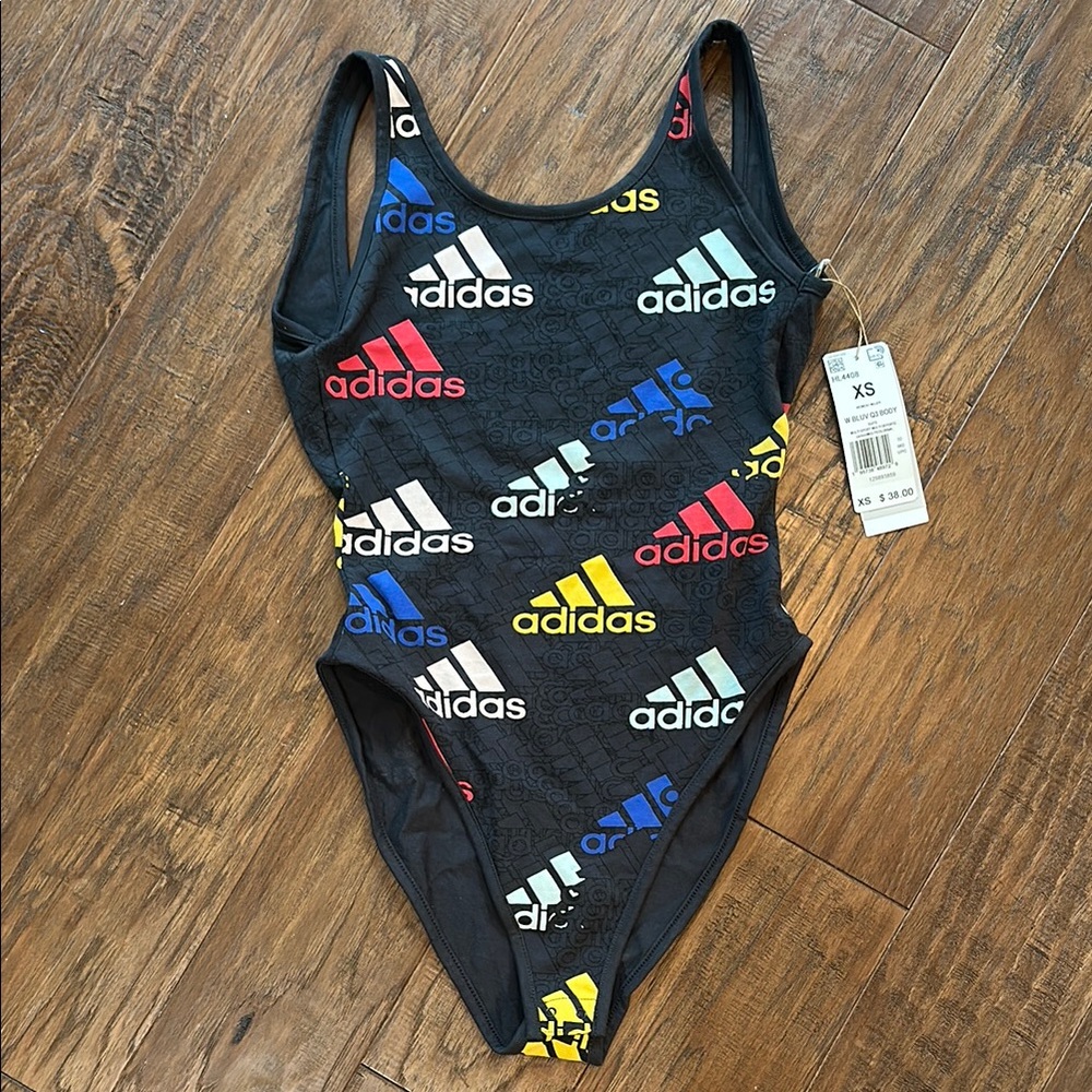 Adidas Multicolor Logo One-Piece Swimsuit